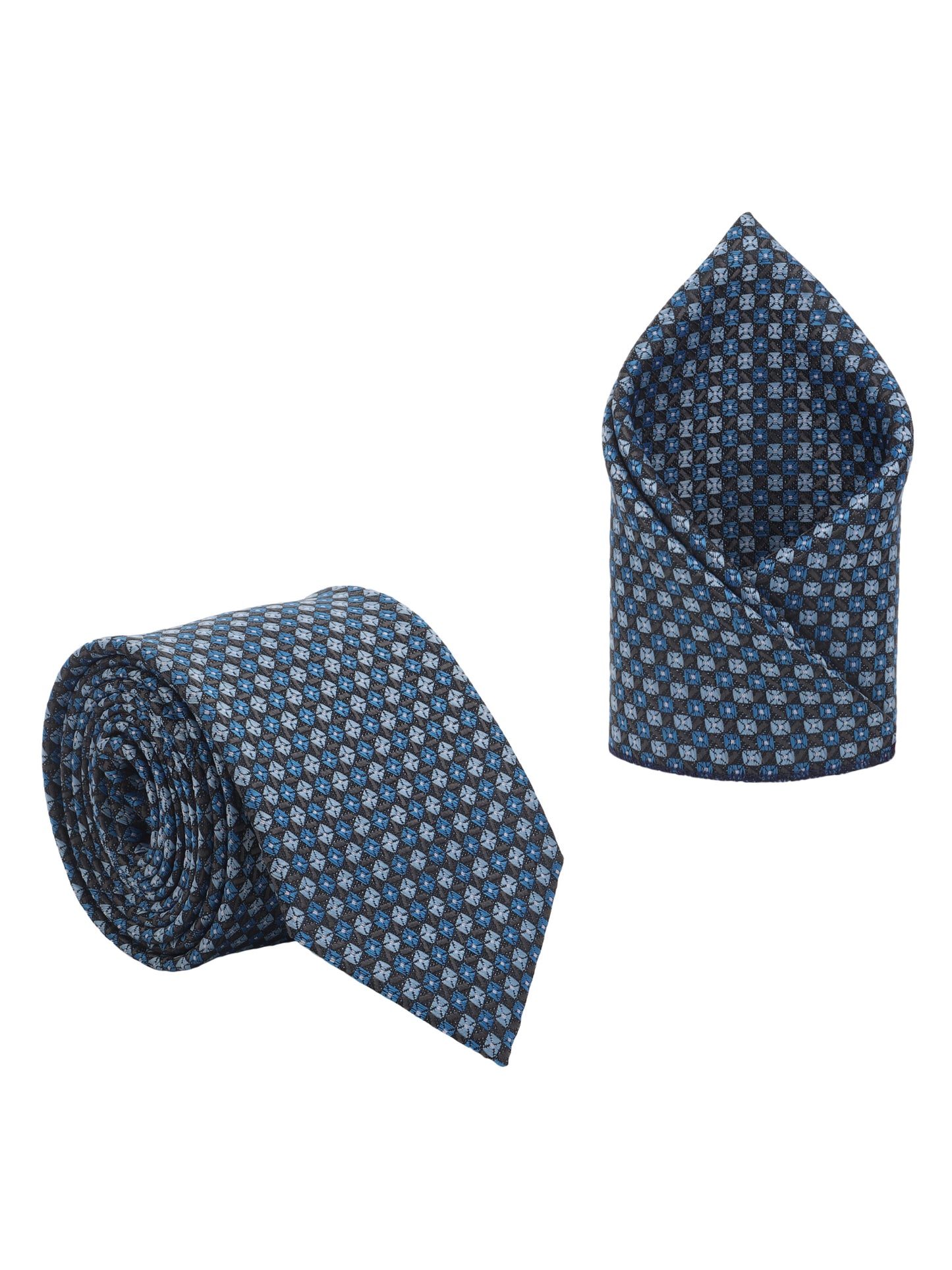 Elegant navy tie set with royal blue barrel cufflinks. A signature Kanthlangot pick for modern Indian men who dress sharp for every occasion.
