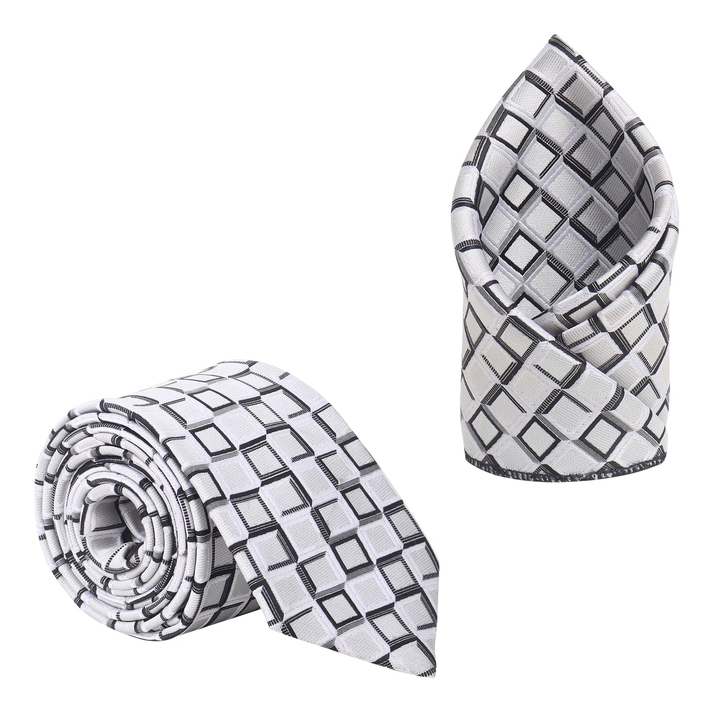 Kanthlangot Geometric Tie & Pocket Square – Elegant