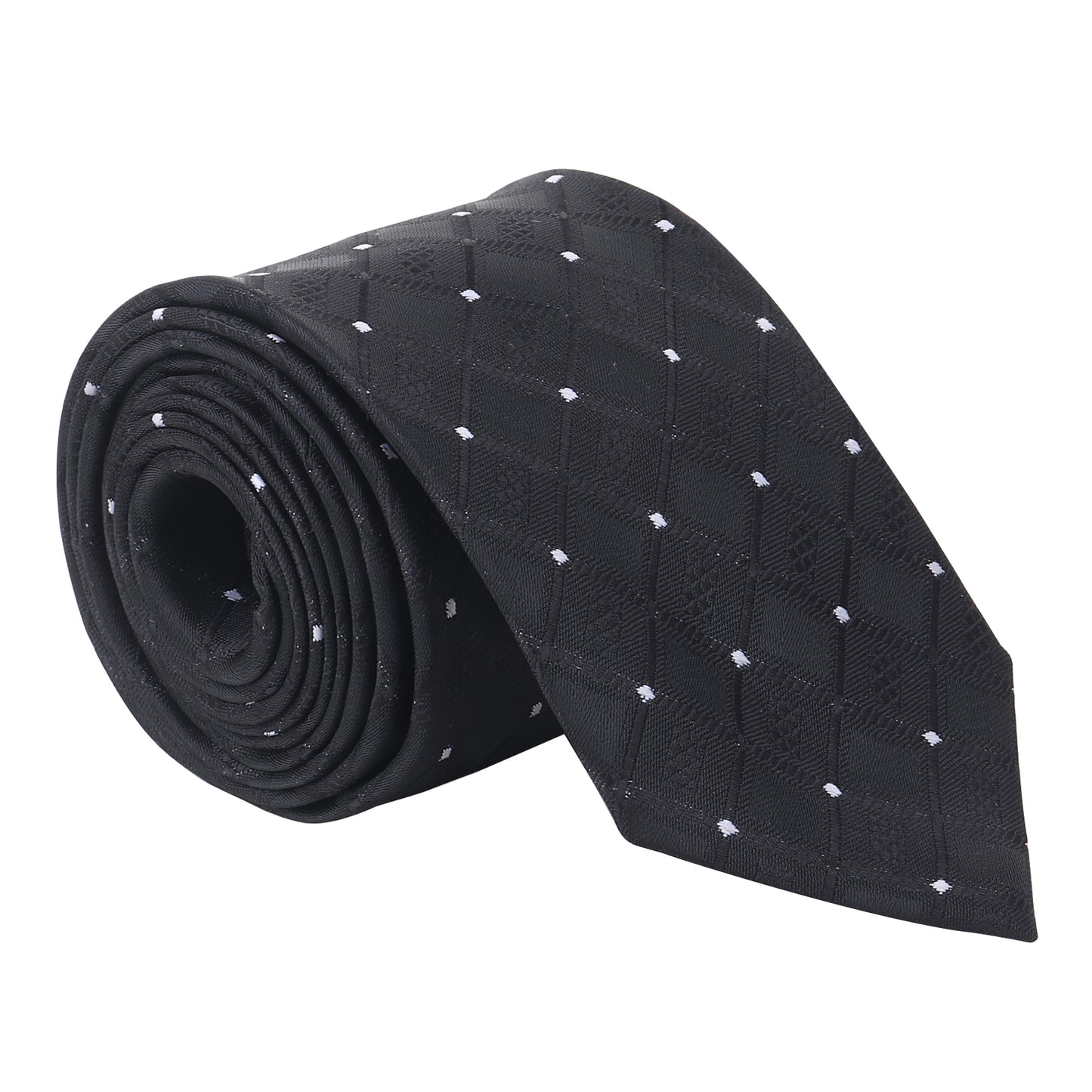 KanthLangot Black Diamond Pattern Men’s Necktie – Sophisticated Formal Accessory