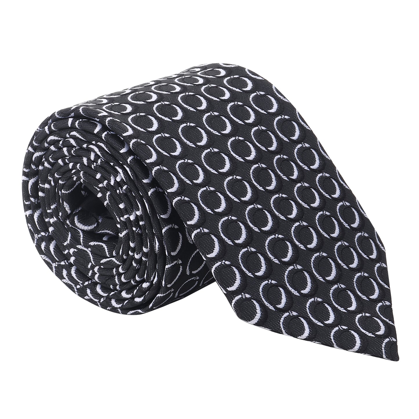 Kanthlangot Black Circular Pattern Men’s Necktie – Bold & Stylish Accessory