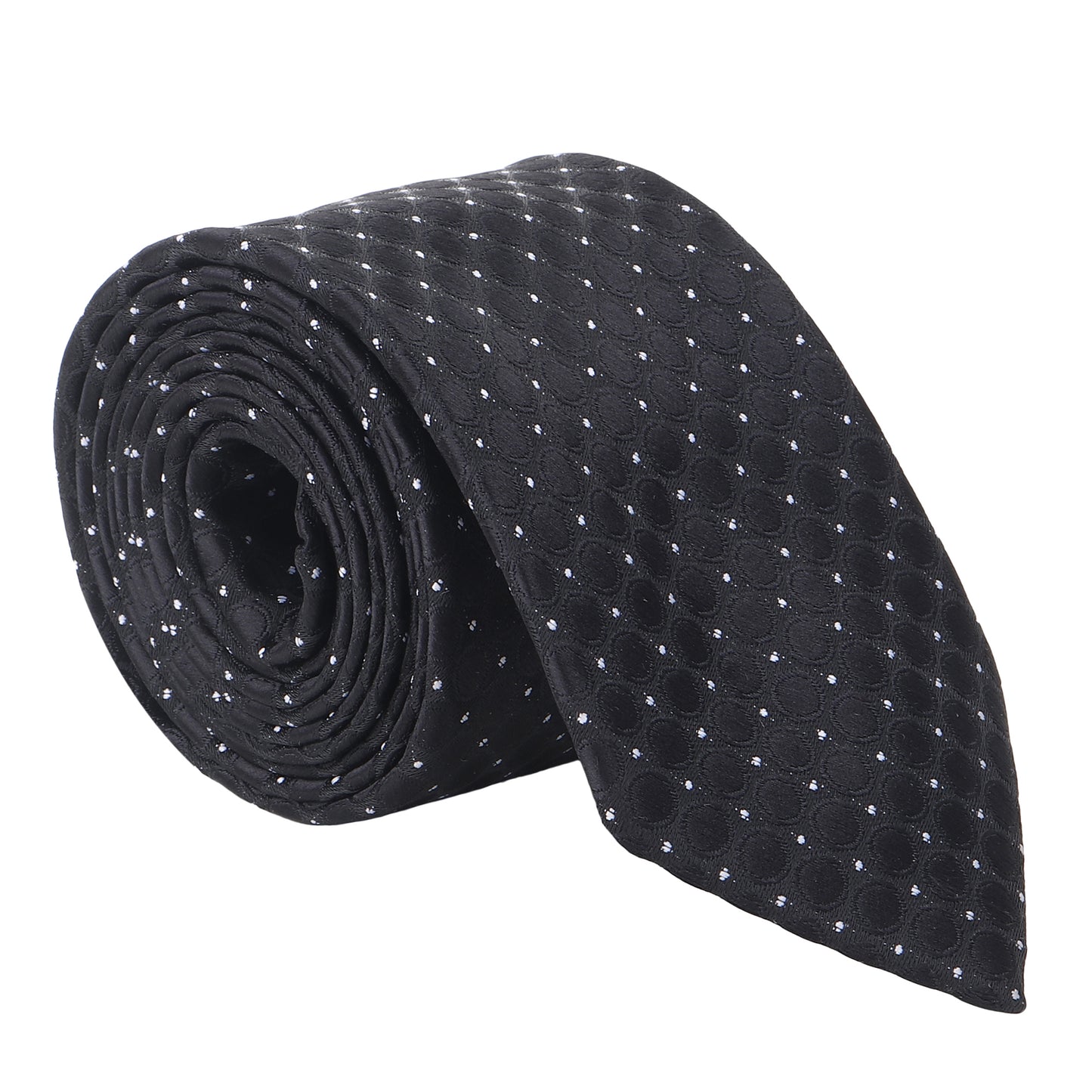 Kanthlangot Men’s Necktie – Black Textured with Subtle Dots