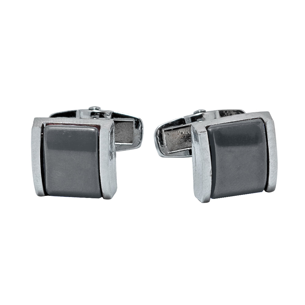 Kanthlangot Mens Gray Thin Bezel Cufflinks