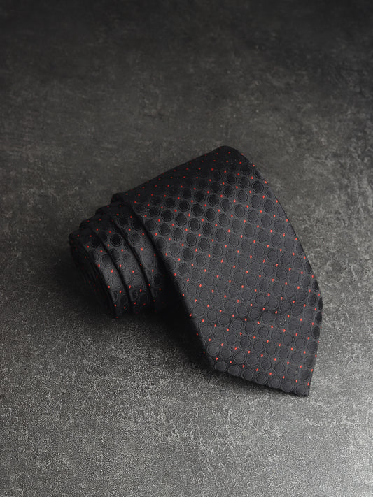 Kanthlangot Black Textured Circle Pattern Necktie