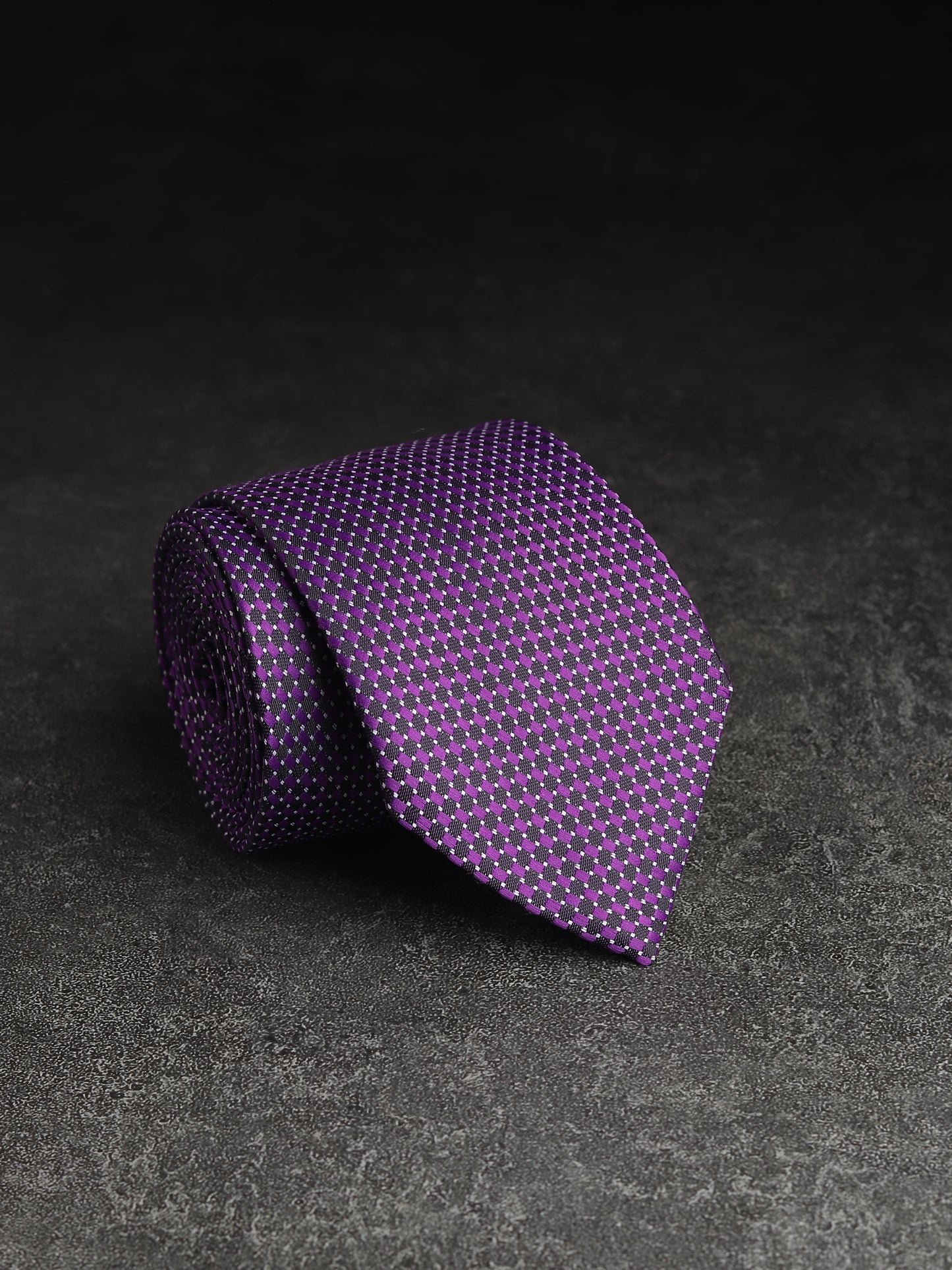 Kanthlangot Mens Purple Houndstooth Pattern Necktie