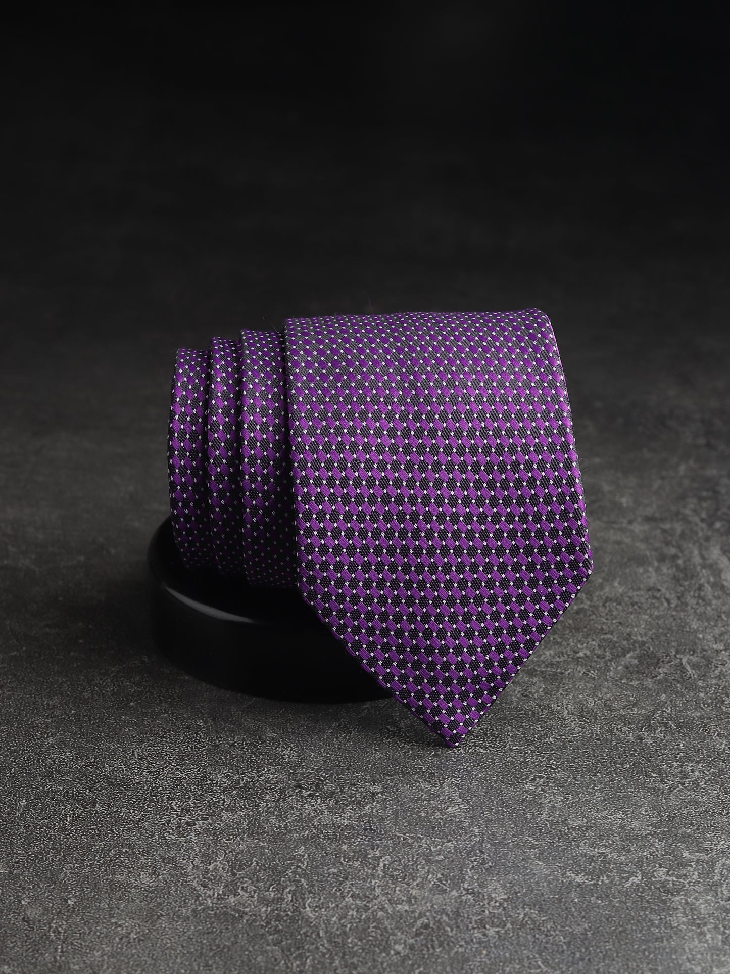 Kanthlangot Mens Purple Houndstooth Pattern Necktie