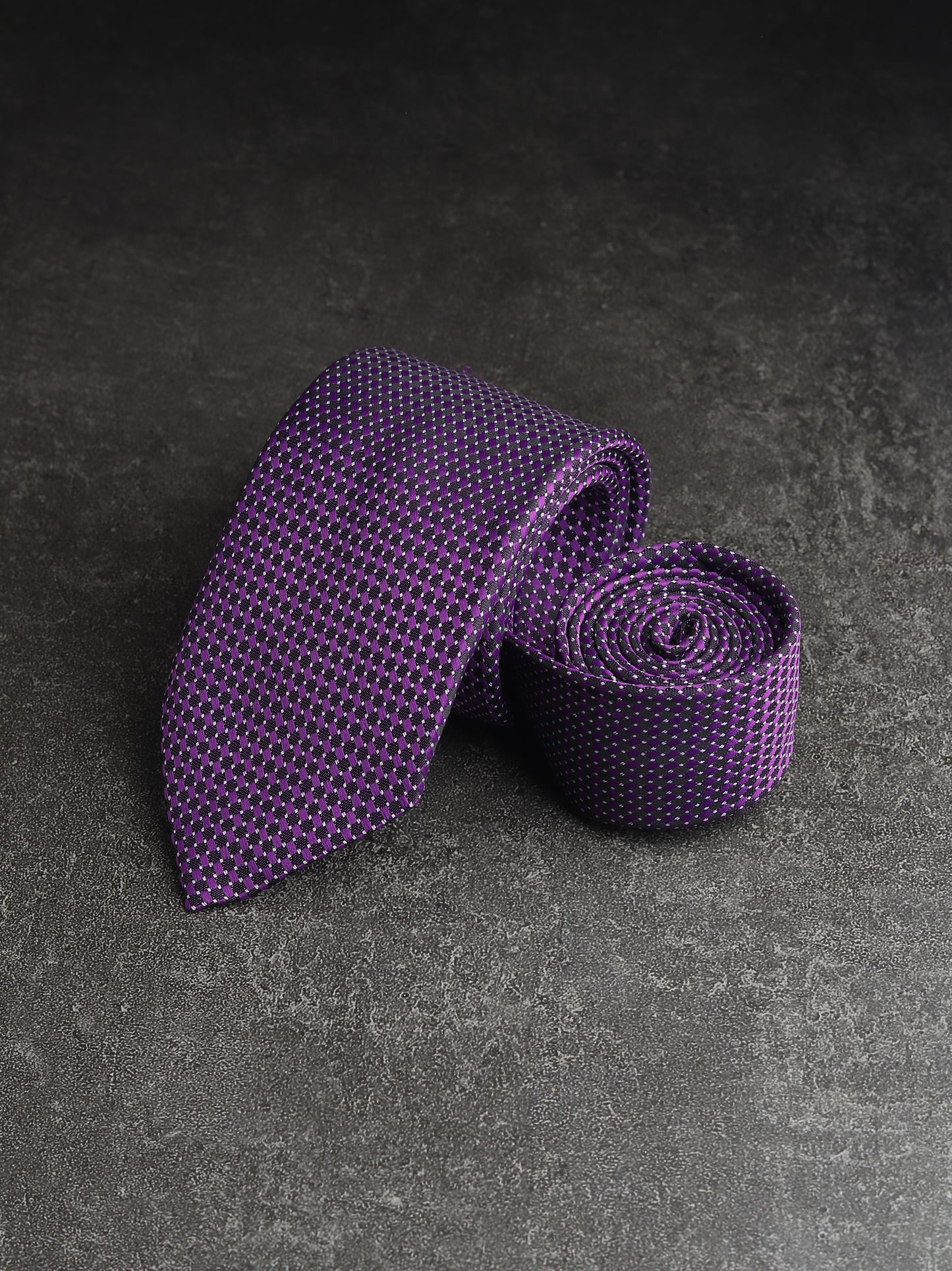 Kanthlangot Mens Purple Houndstooth Pattern Necktie