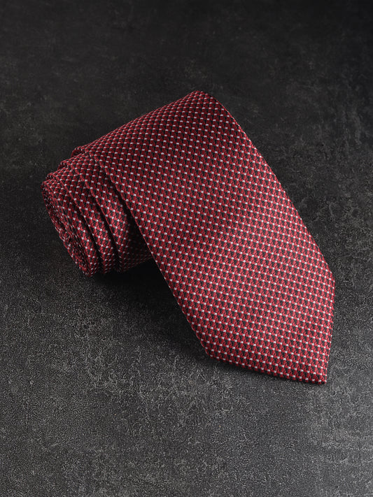 Kanthlangot Red & Black Micro-Checkered Woven Necktie