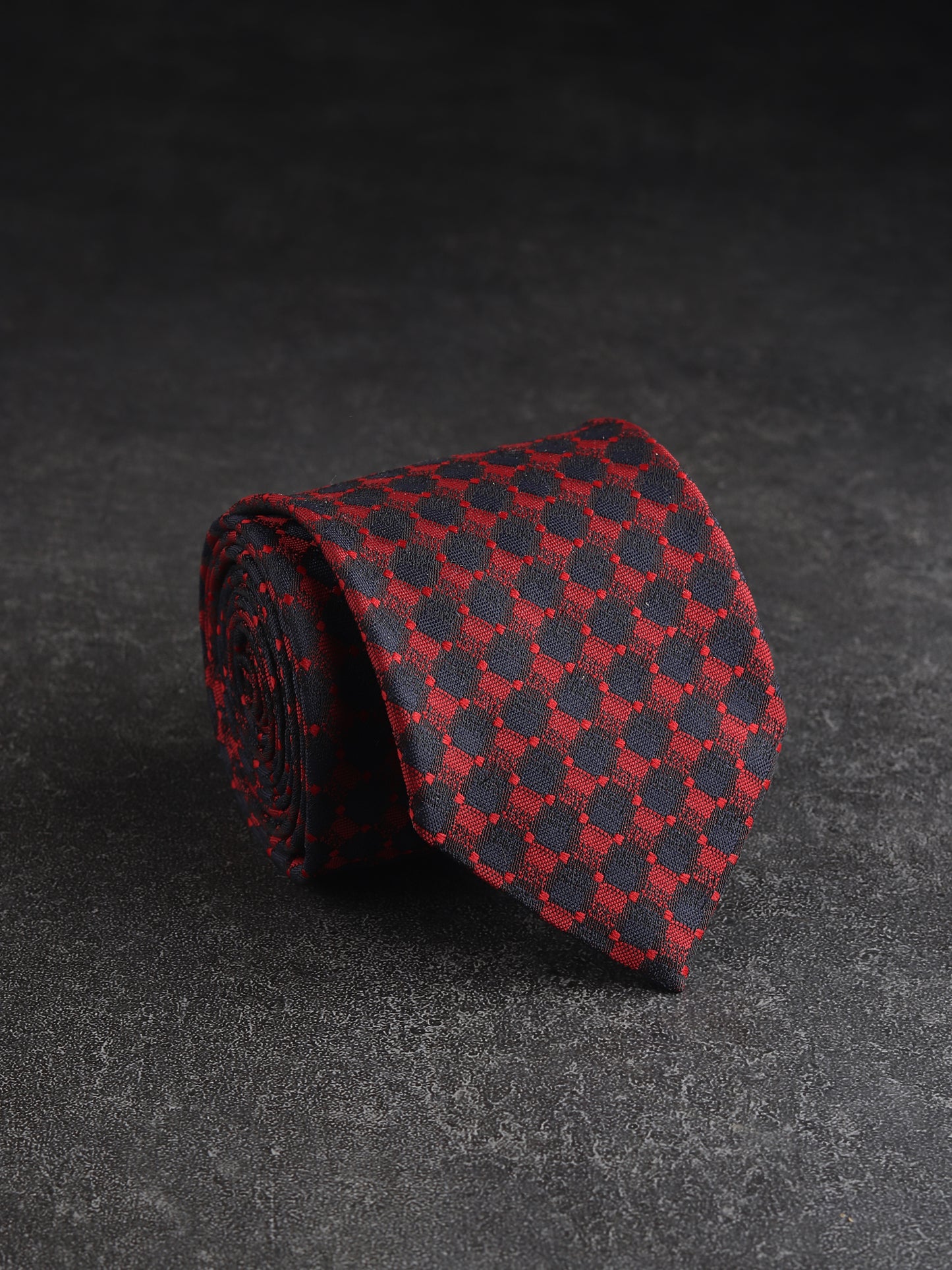 Kanthlangot Mens Red and Black Pattern Necktie