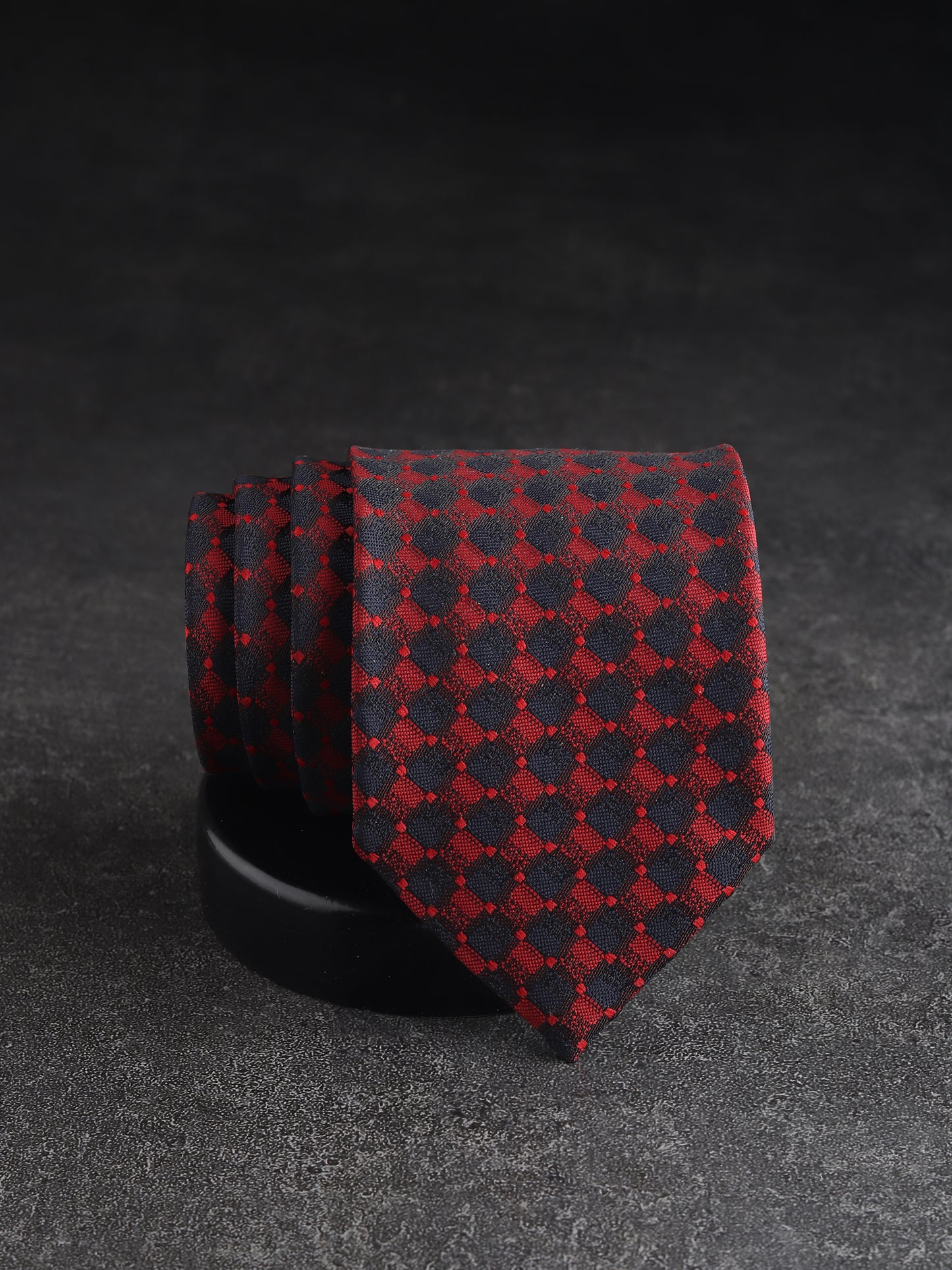 Kanthlangot Mens Red and Black Pattern Necktie