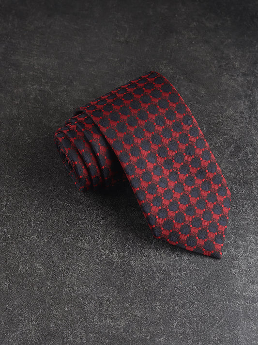 Kanthlangot Mens Red and Black Pattern Necktie