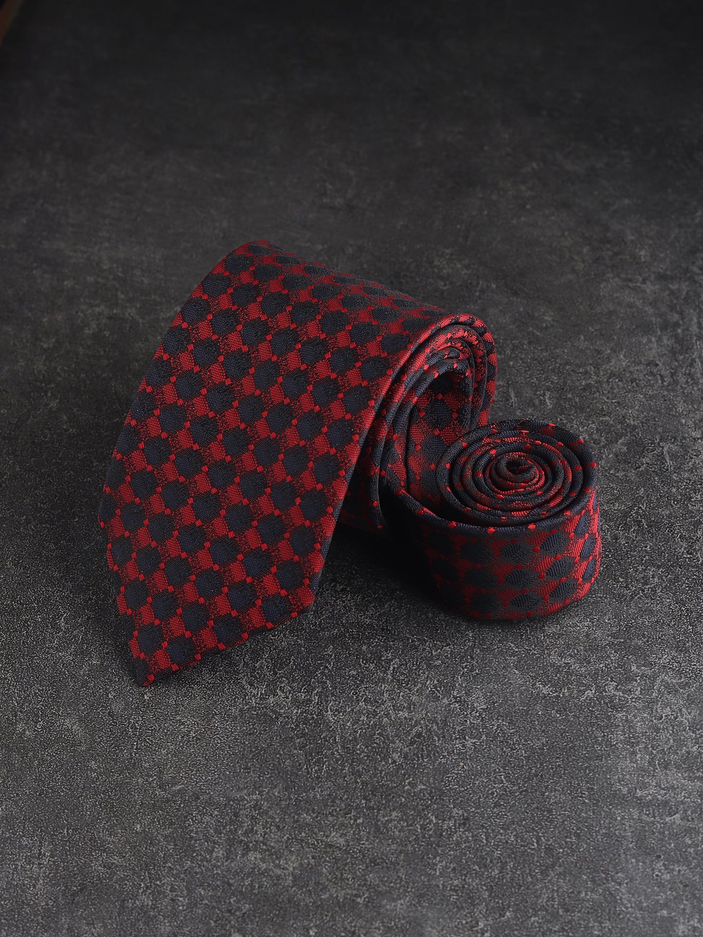 Kanthlangot Mens Red and Black Pattern Necktie
