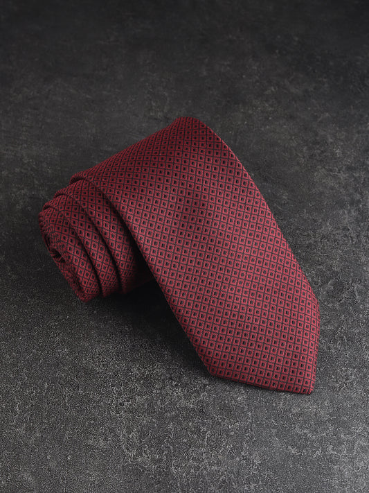 Kanthlangot Mens Black Grid Pattern Necktie