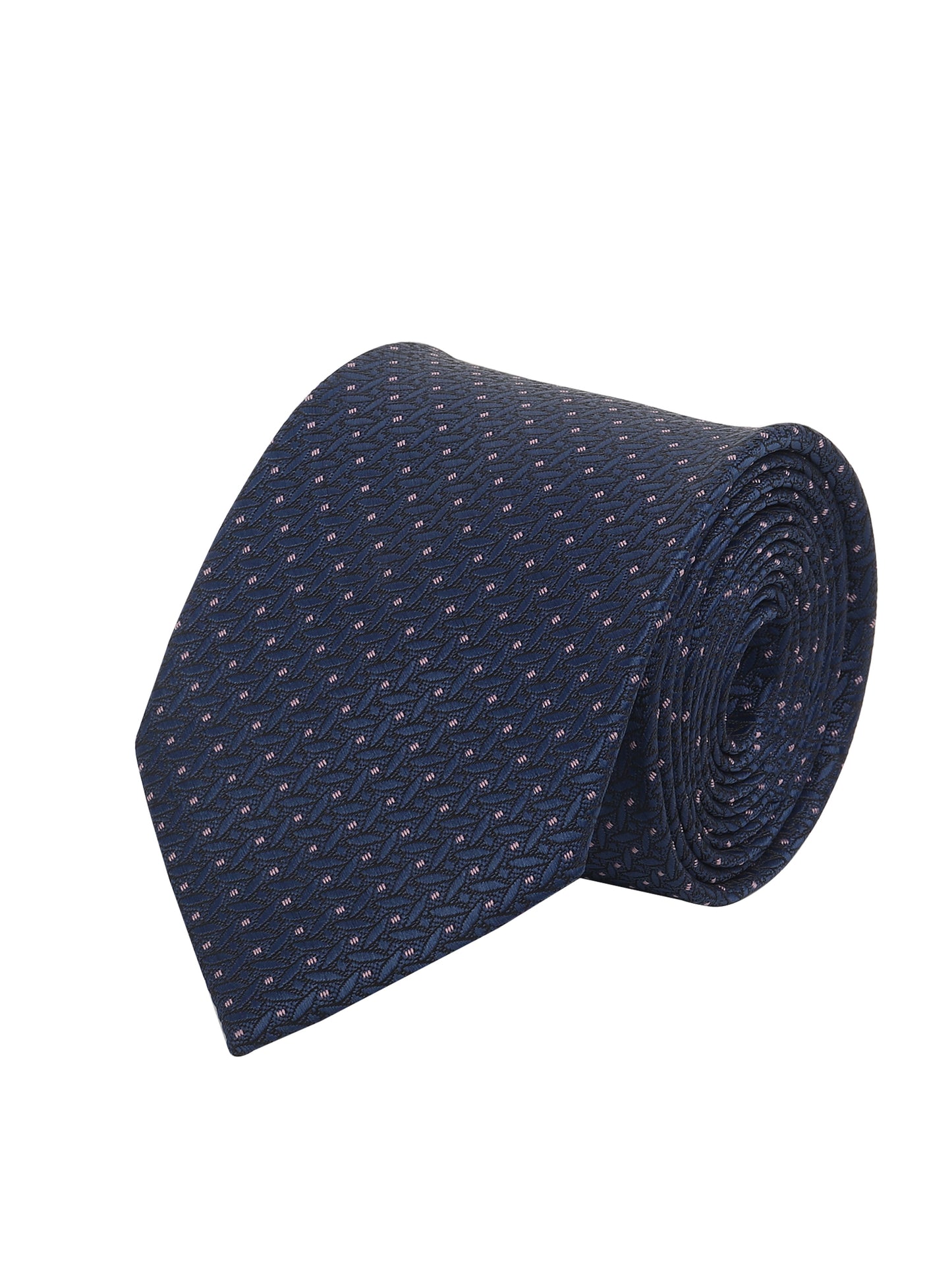 Kanthlangot Navy Blue Geometric Textured Men’s Necktie – Premium Formal & Business Wear