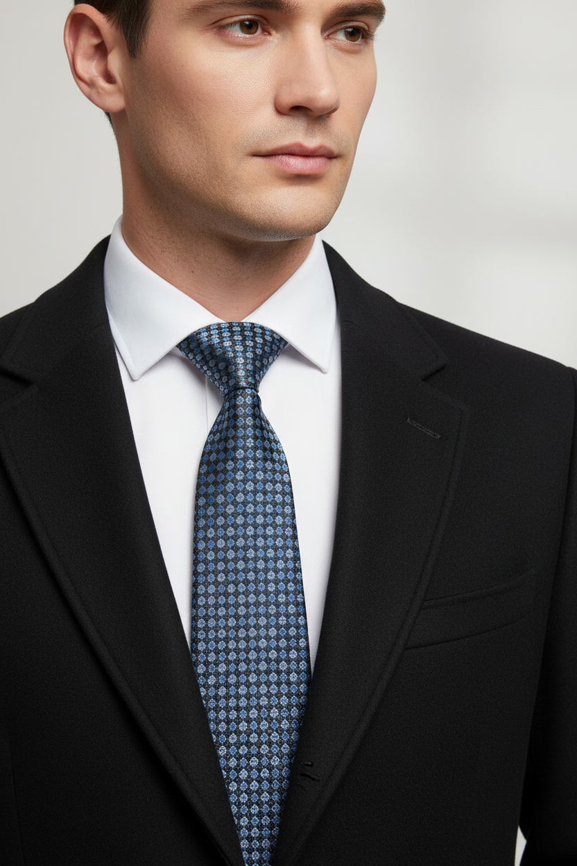 Kanthlangot Blue & Black Checkered Necktie