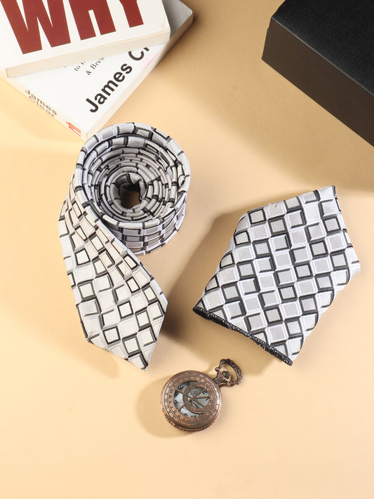Kanthlangot Geometric Tie & Pocket Square – Elegant