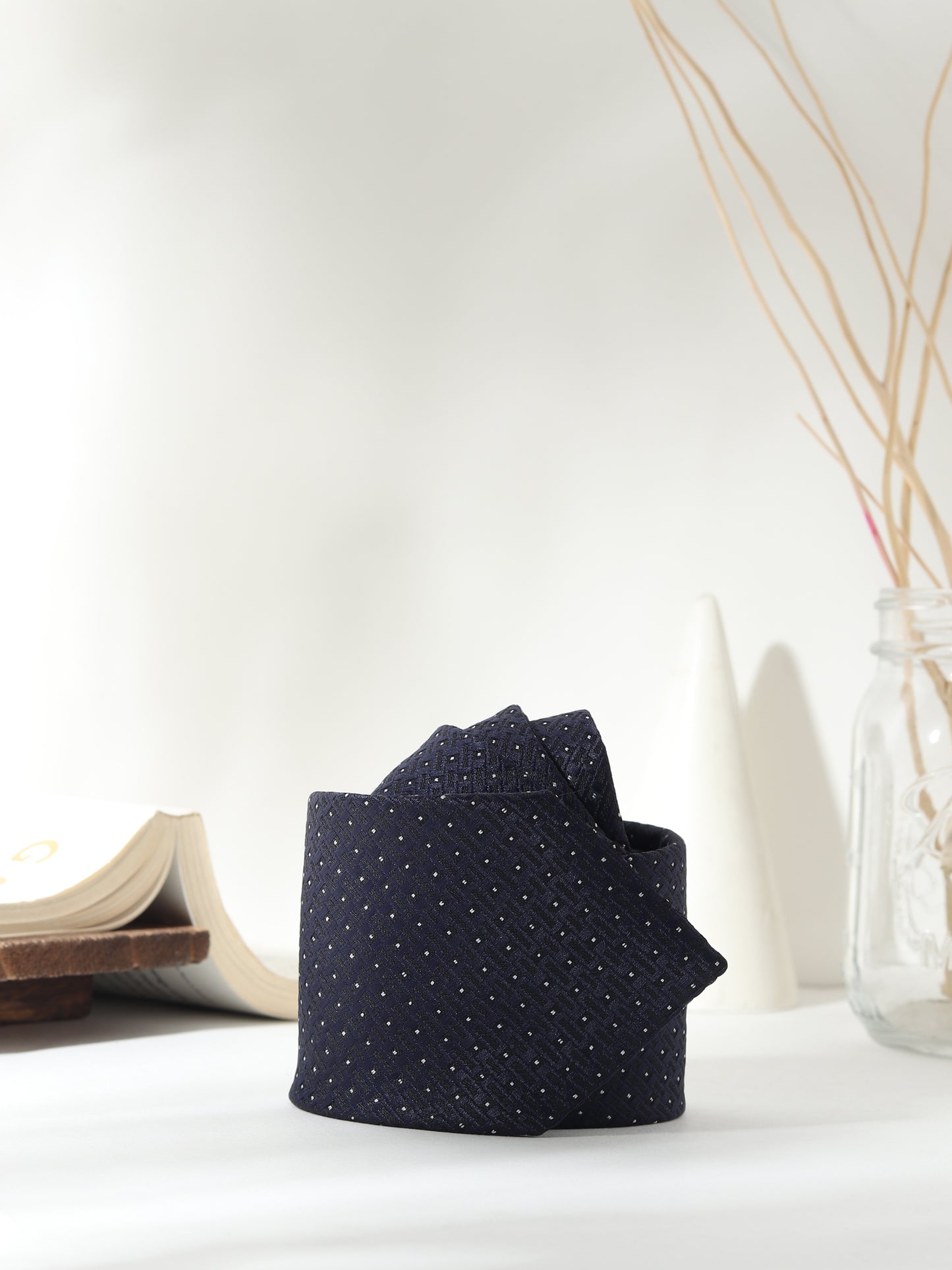 Kanthlangot Midnight Black Micro-Dot Textured Men’s Necktie – Sophisticated & Timeless