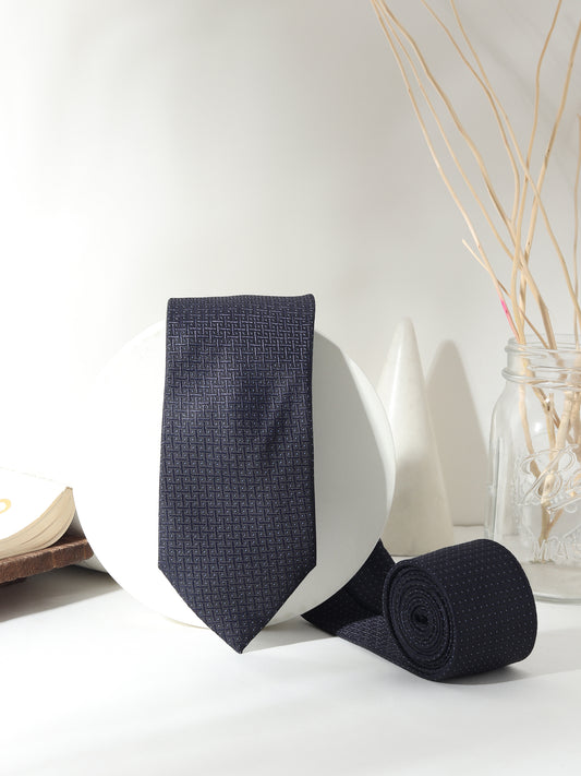 Kanthlangot Classic Black Textured Necktie with Micro-Dot Pattern – Timeless & Elegant