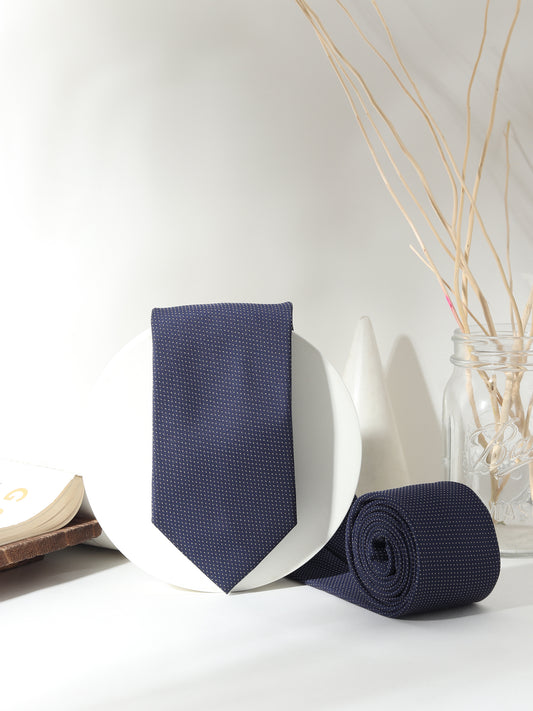 Kanthlangot Men’s Navy Blue Micro Dot Necktie – Classic Polka Dot Design
