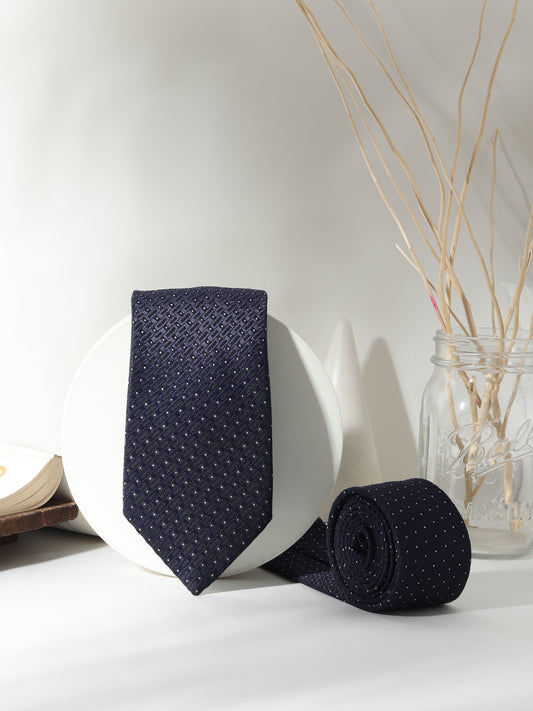 Kanthlangot Midnight Black Micro-Dot Textured Men’s Necktie – Sophisticated & Timeless