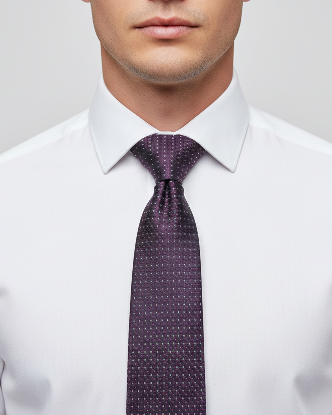 Kanthlangot Purple-Silver Microfibre Necktie