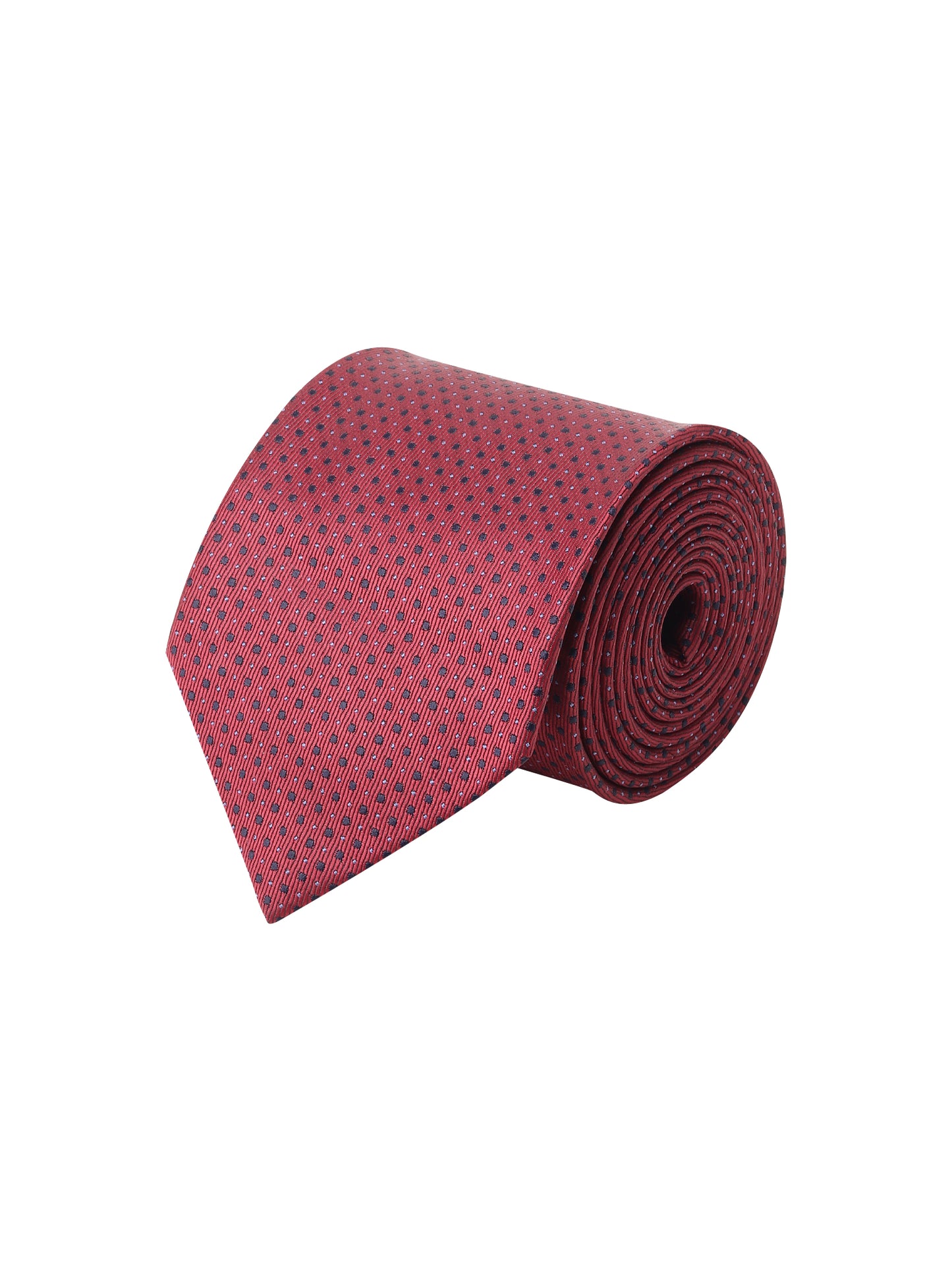 Kanthlangot Elegant Red & Navy Micro-Pattern Silk Necktie
