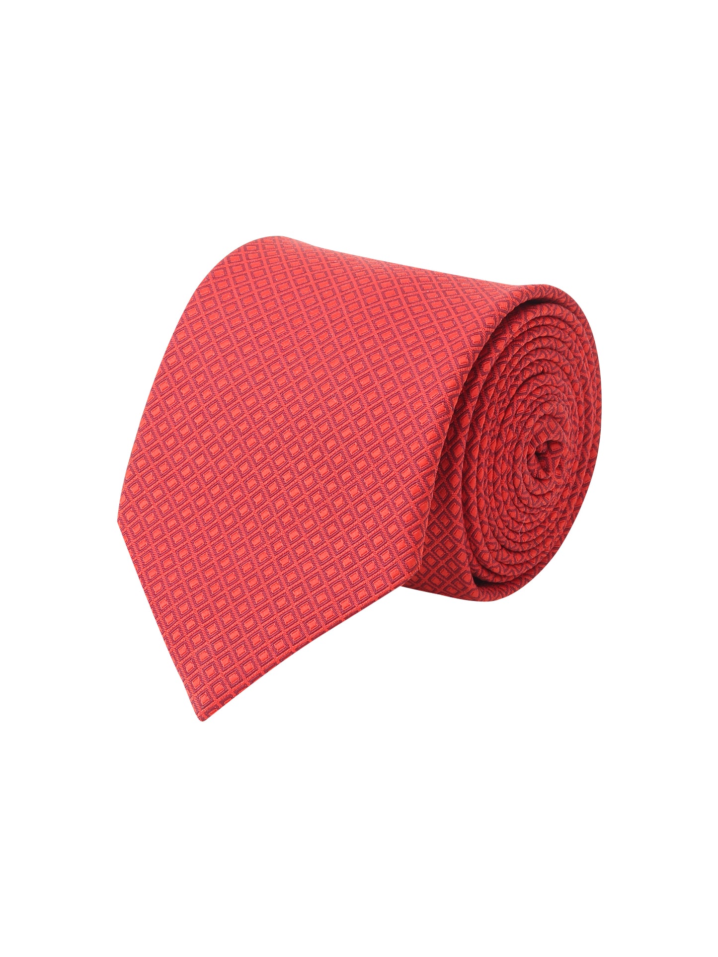 Kanthlangot Bold Red Micro-Checkered Woven Necktie