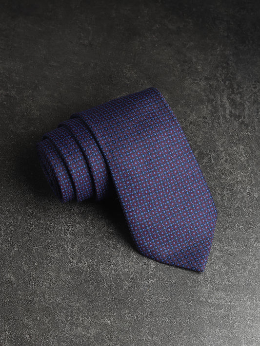 Kanthlangot Elegant Geometric Pattern Necktie – Purple & Blue