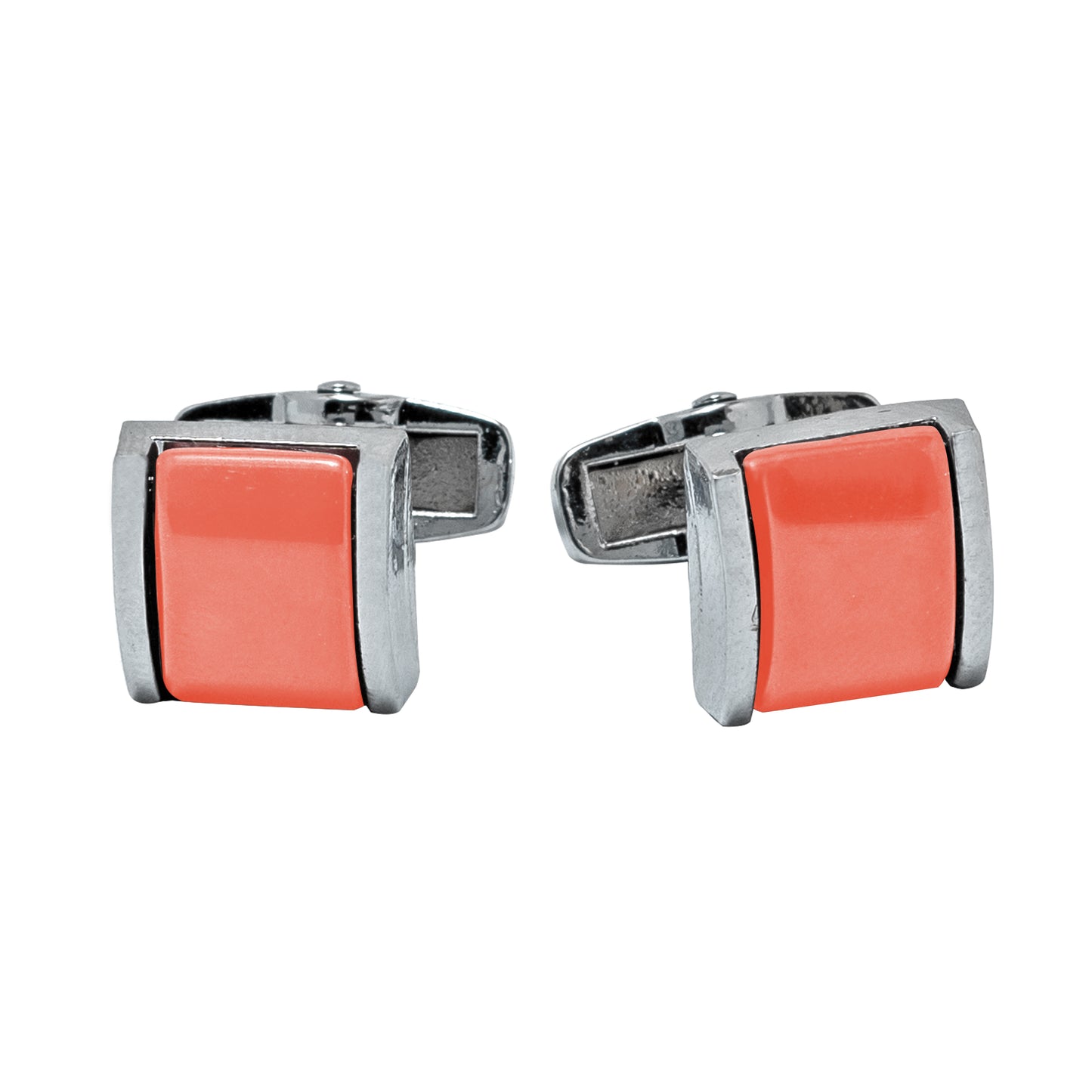 Kanthlangot Mens Thin Bezel Orange Cufflinks