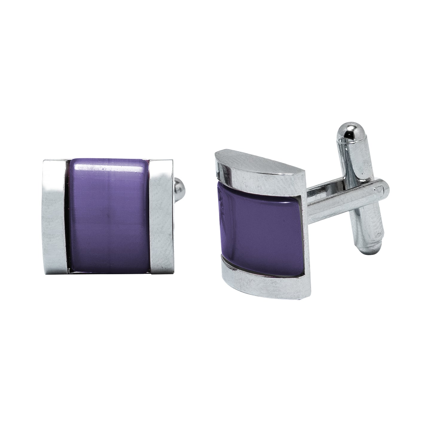 Kanthlangot Mens Thick Bezel Purple Cufflinks