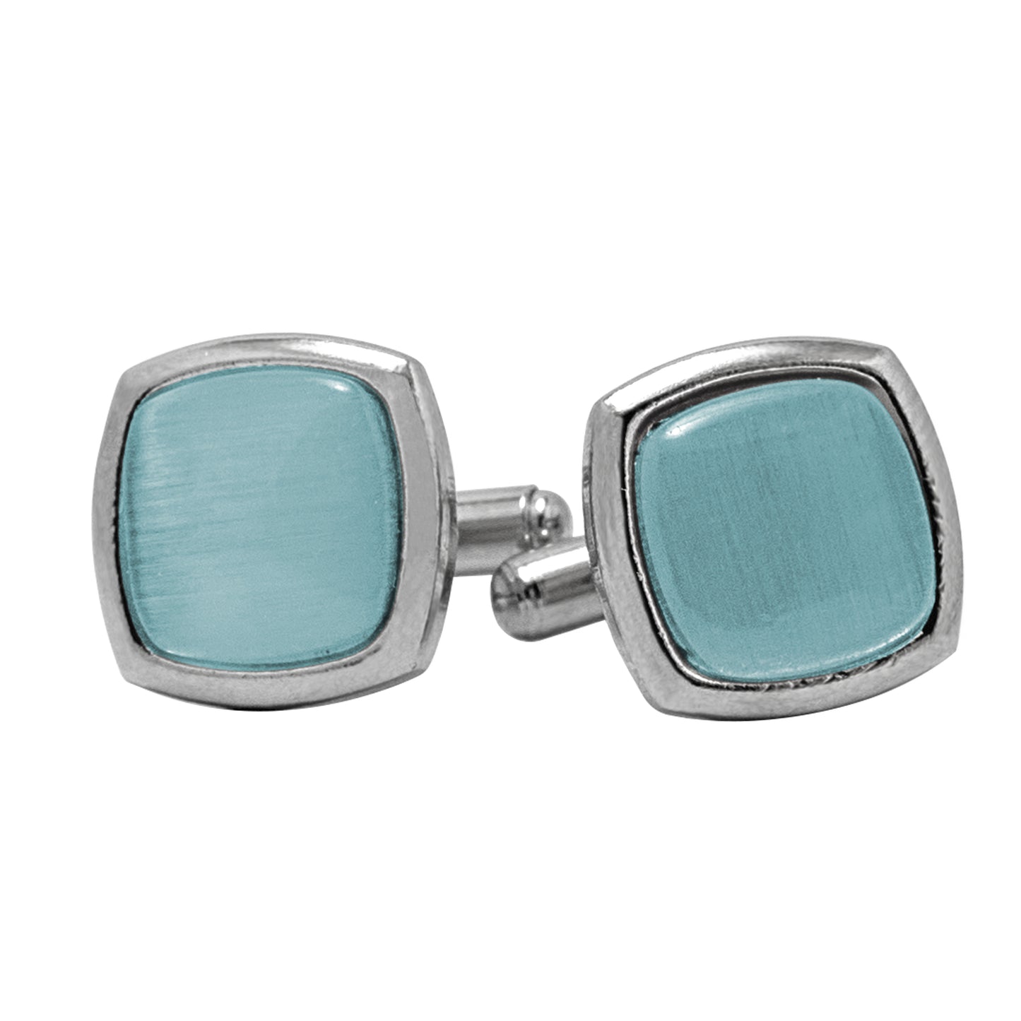 Kanthlangot Mens Turquoise Blue Curved Square Cufflinks