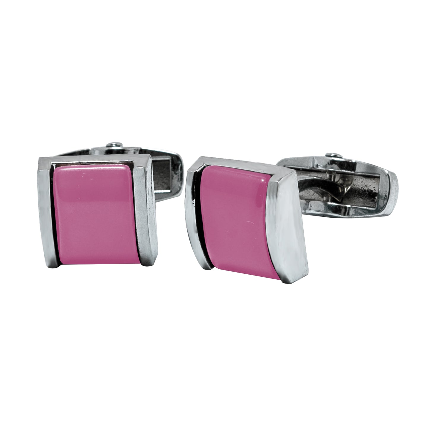 Kanthlangot Mens Thin Bezel Pink Cufflinks