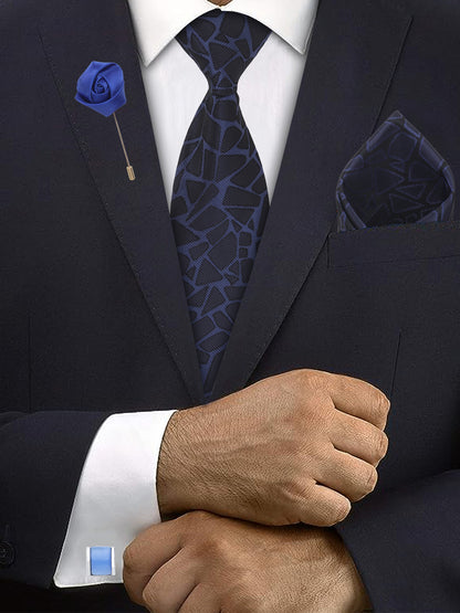Kanthlangot Premium Gift Set of Necktie Pocket Square Cufflinks and Lapel Pin
