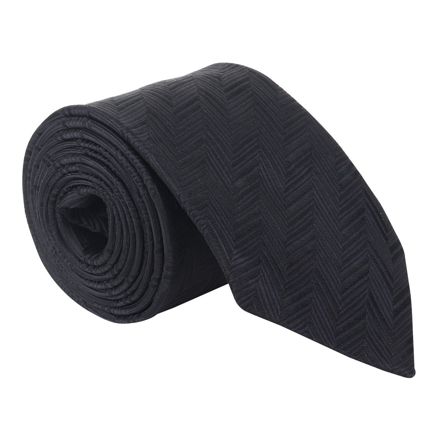 Kanthlangot Black Chevron Pattern Men’s Necktie – Sleek & Sophisticated