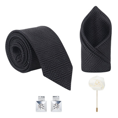 Kanthlangot Premium Gift Set of Necktie Pocket Square Cufflinks and Lapel Pin
