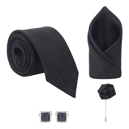 Kanthlangot Premium Gift Set of Necktie Pocket Square Cufflinks and Lapel Pin
