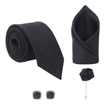 Kanthlangot Premium Gift Set of Necktie Pocket Square Cufflinks and Lapel Pin