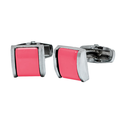 Kanthlangot Mens Thin Bezel Peach Pink Cufflinks