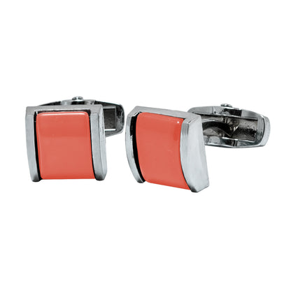 Kanthlangot Mens Thin Bezel Orange Cufflinks