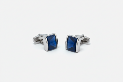 Kanthlangot Mens Turquoise Blue Thin Bezel Cufflinks