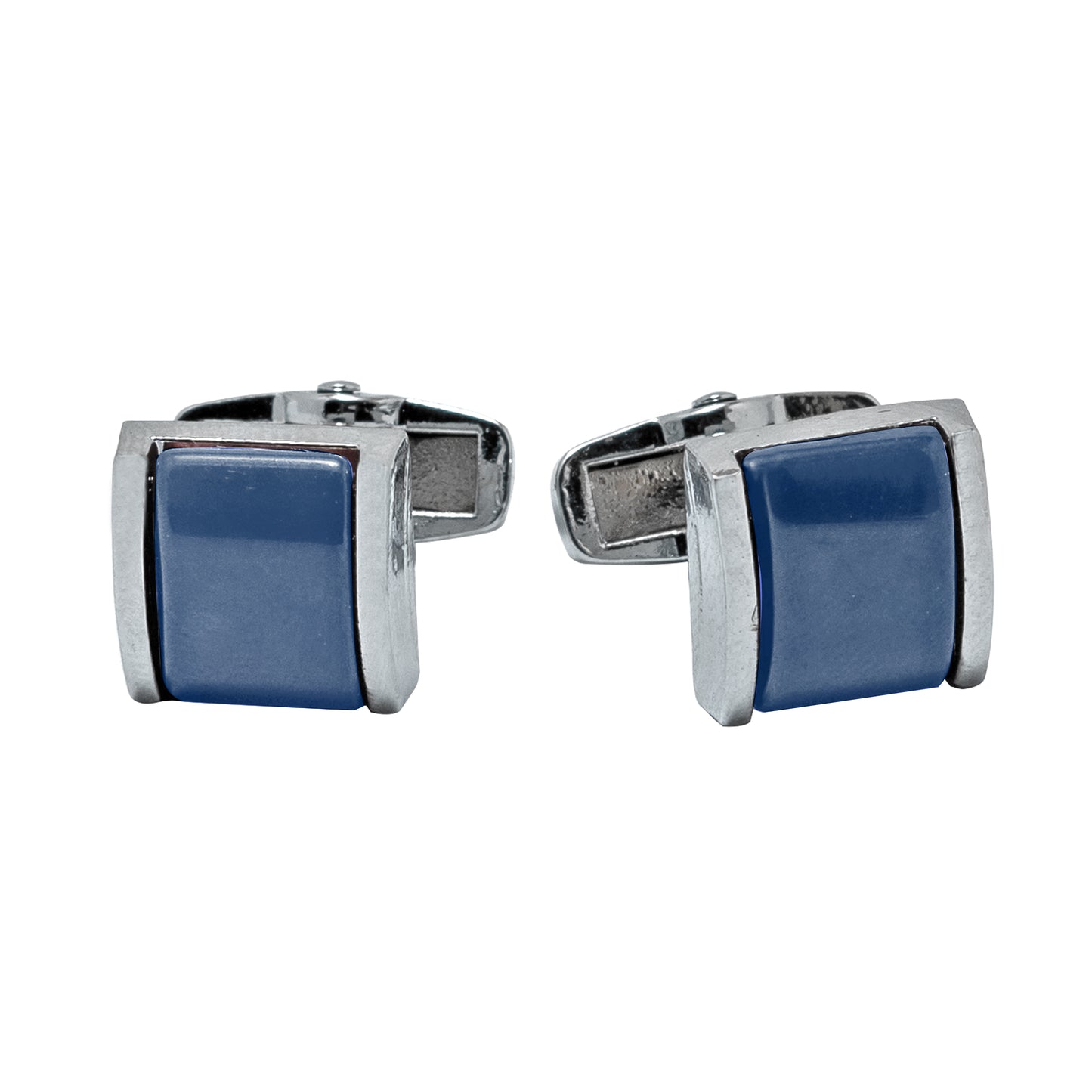Kanthlangot Mens Turquoise Blue Thin Bezel Cufflinks
