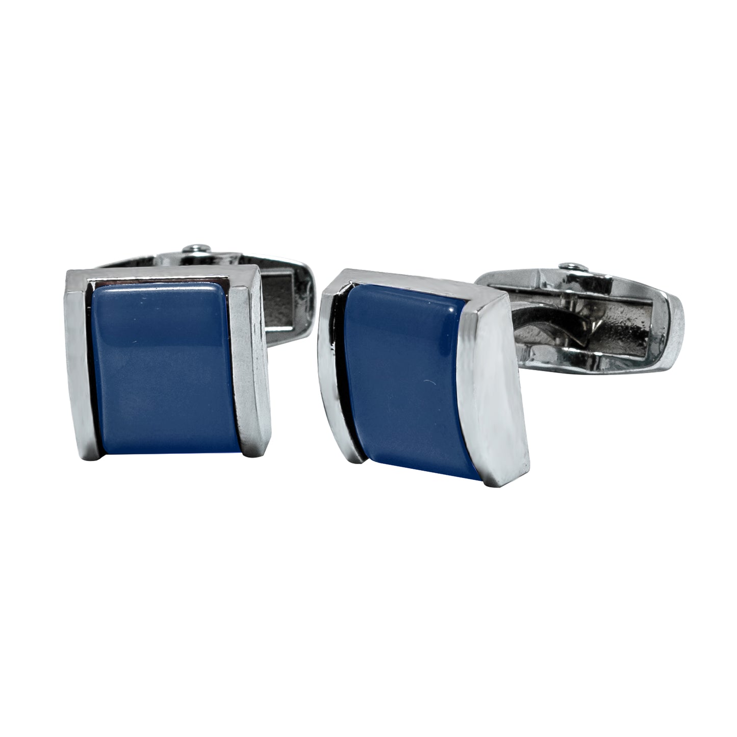 Kanthlangot Mens Turquoise Blue Thin Bezel Cufflinks