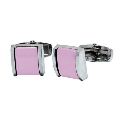 Kanthlangot Mens Thin Bezel Pink Cufflinks