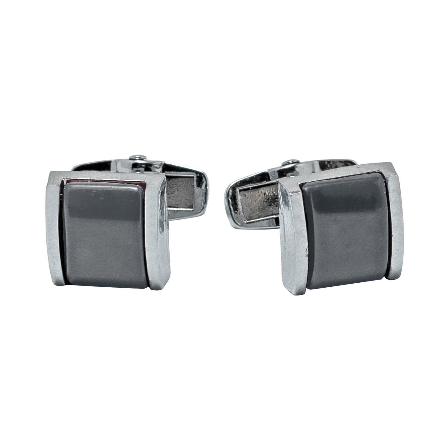 Kanthlangot Mens Gray Thin Bezel Cufflinks