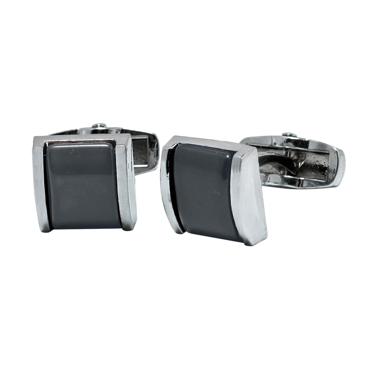 Kanthlangot Mens Gray Thin Bezel Cufflinks