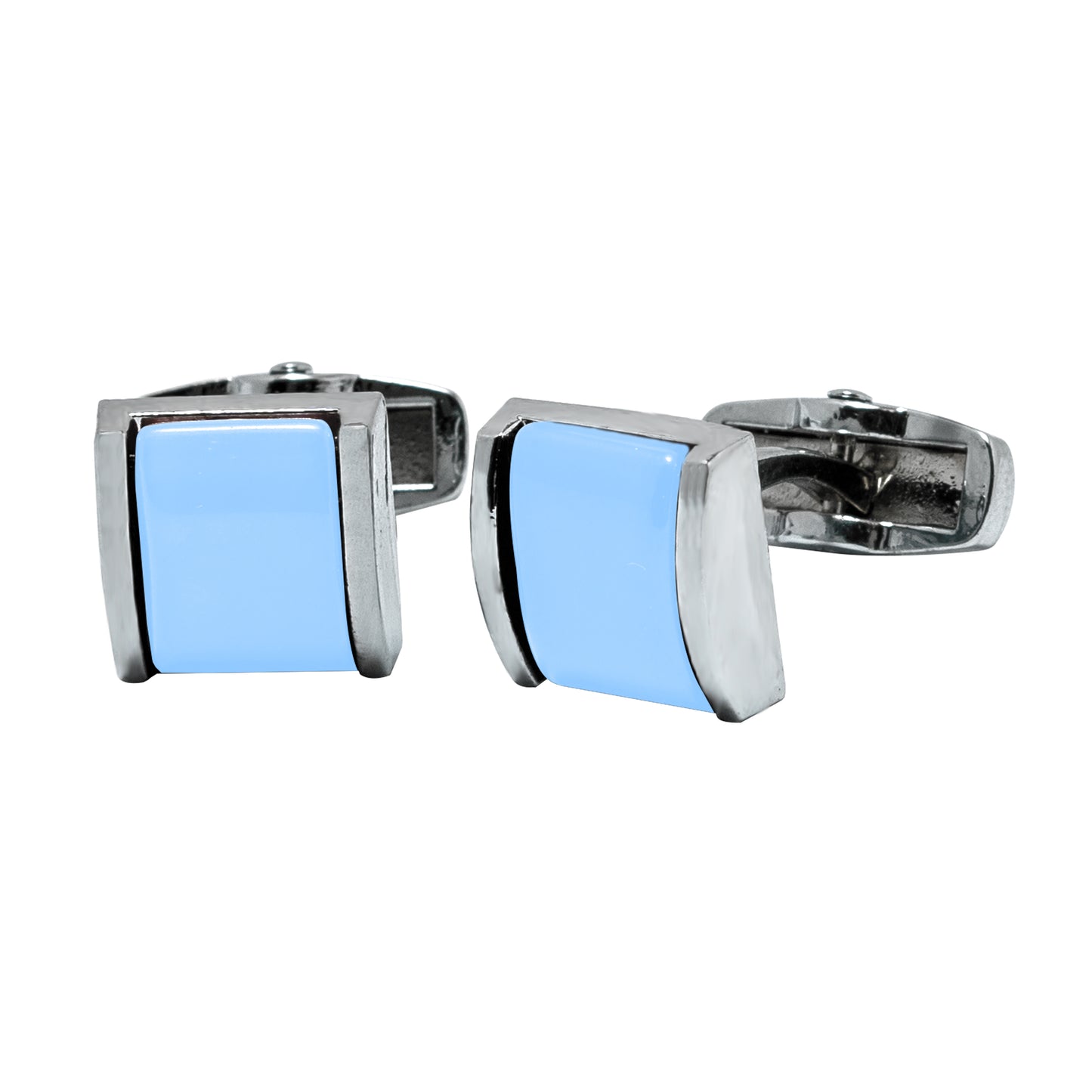Kanthlangot Mens Thin Bezel Pale Blue Cufflinks