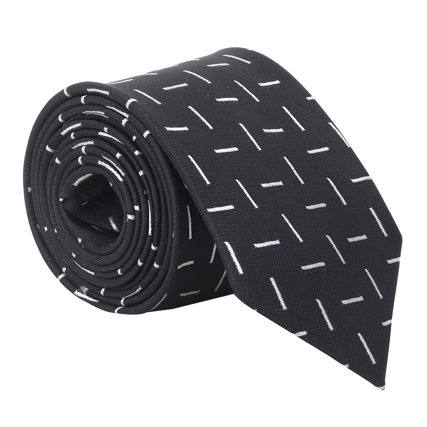 Kanthlangot Men’s Necktie – Classic Black with White Minimalist Pattern
