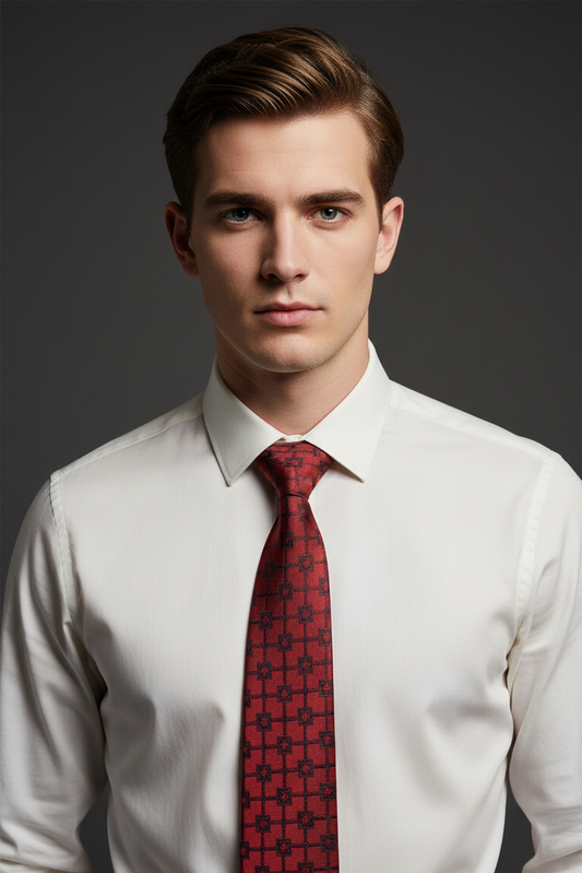 Kanthlangot Red-Black Pattern Necktie