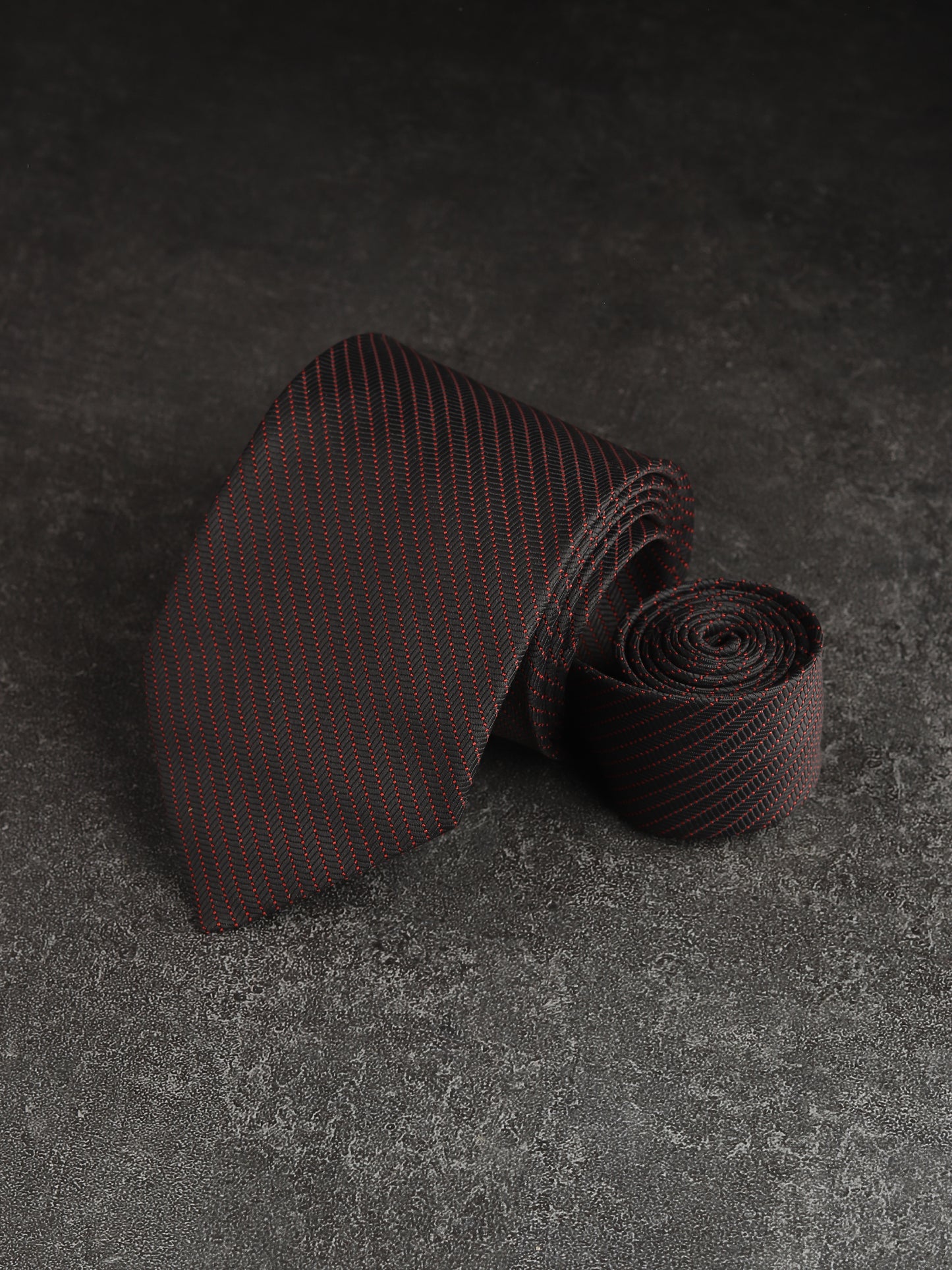 Kanthlangot Black & Red Herringbone Silk Necktie