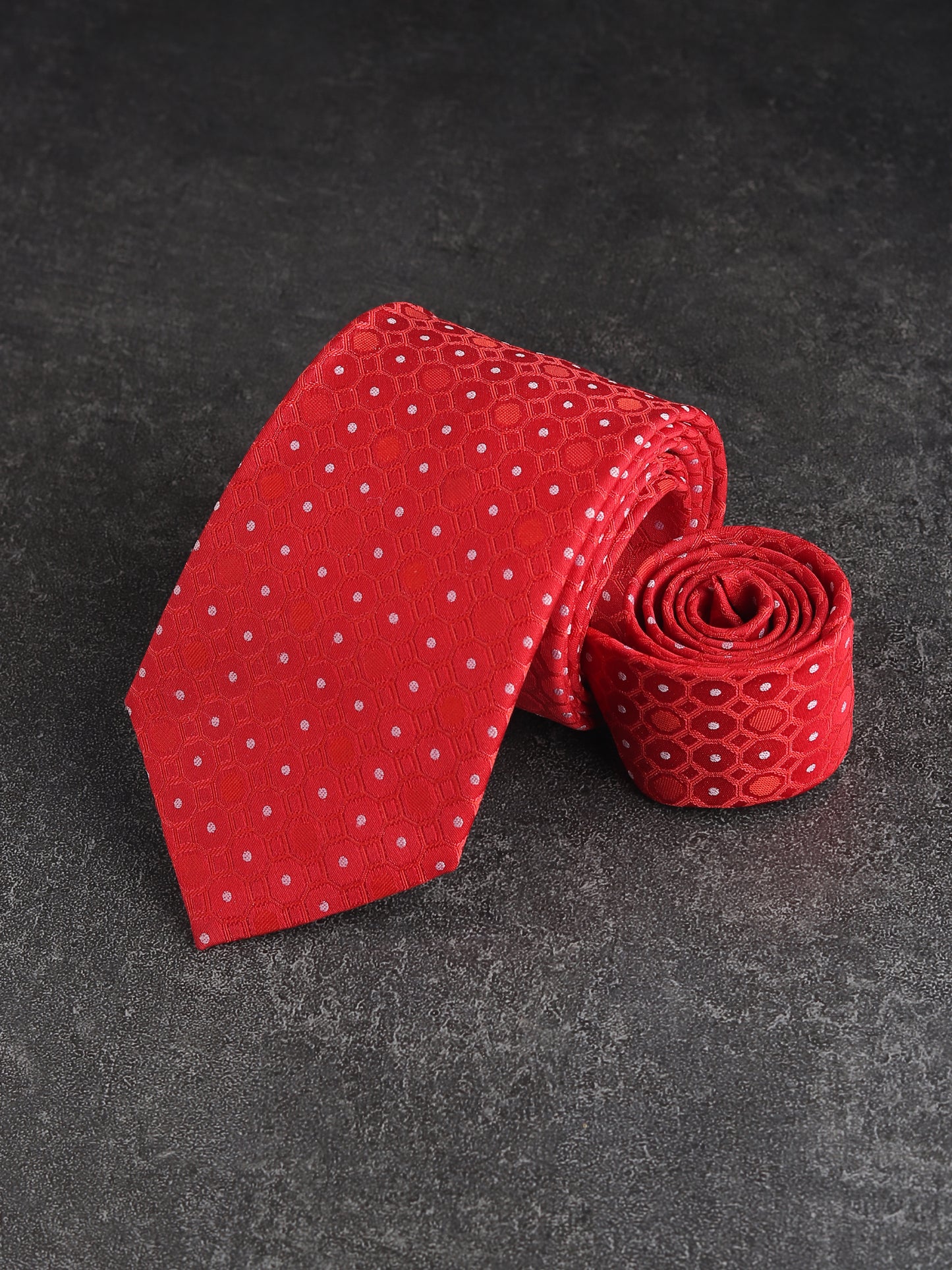 Kanthlangot Mens Red Pattern Necktie