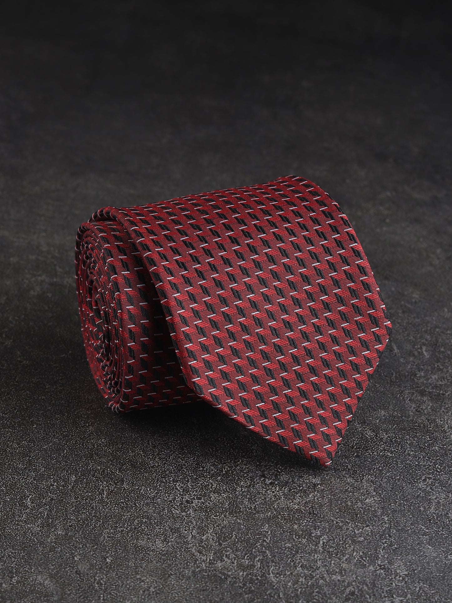 Kanthlangot Mens Black Grid Pattern Necktie